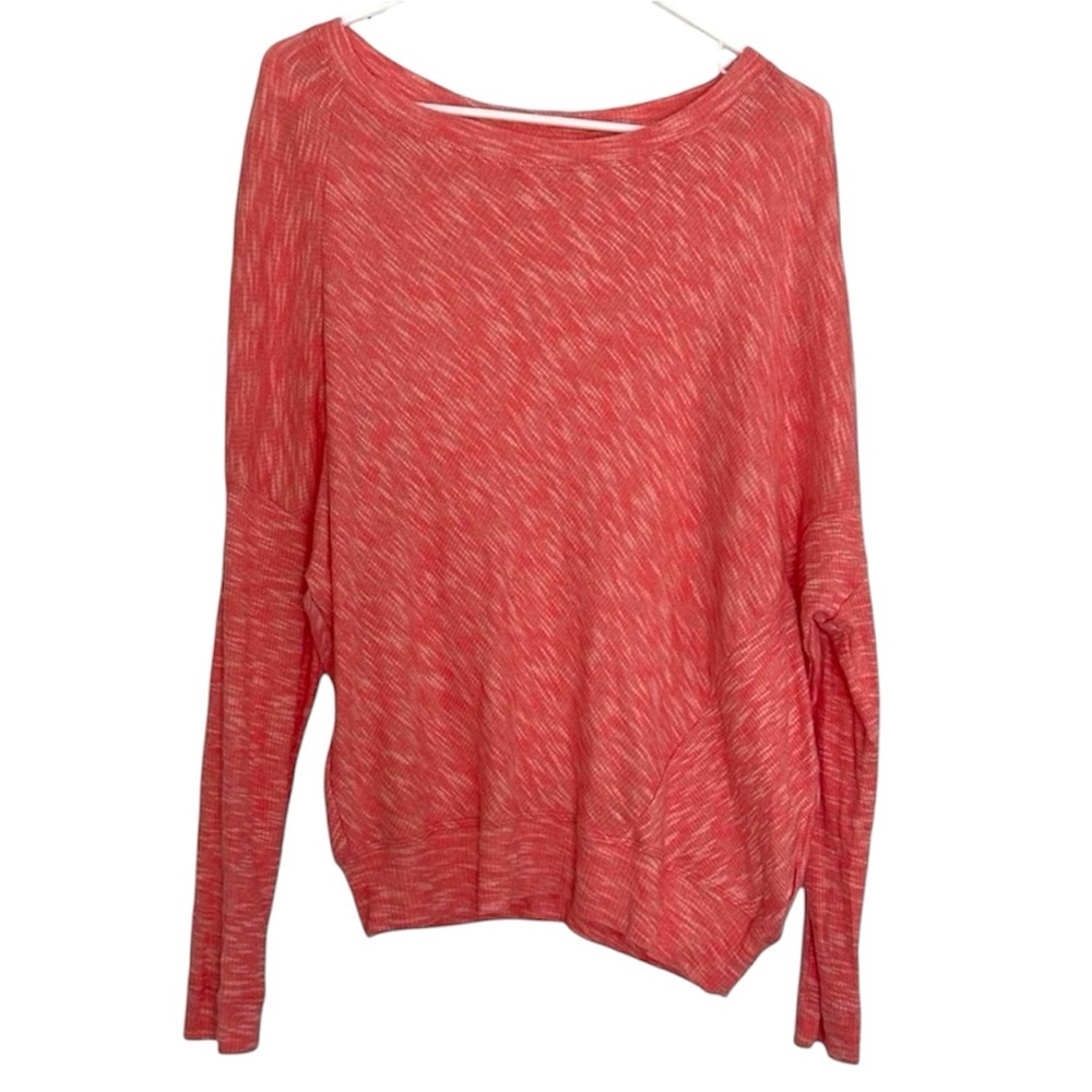 Anthropologie Coral Pink Heathered Oversized Long Sleeve Cotton Top XS